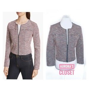 Theory 0 Pink Tweed Blazer Ualana Z Beacon Two Way Zip $475